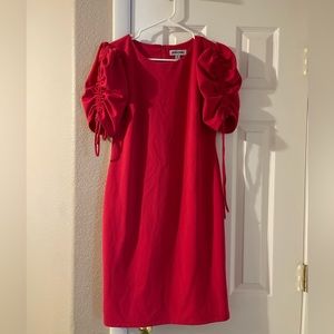 Hot Pink Midi dress with cute sleeves